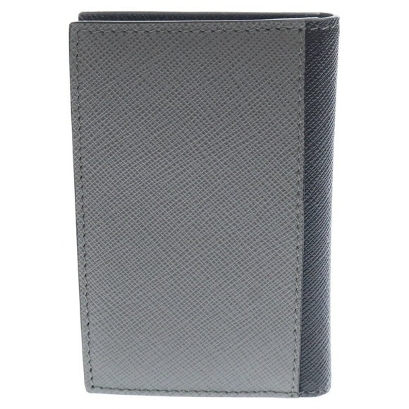 Prada Black Case White Saffiano Bifold Leather - Picture 1 of 6
